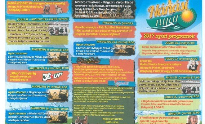 Hajdúnánási programok 2017 - a Hotel Medián ajánlásával